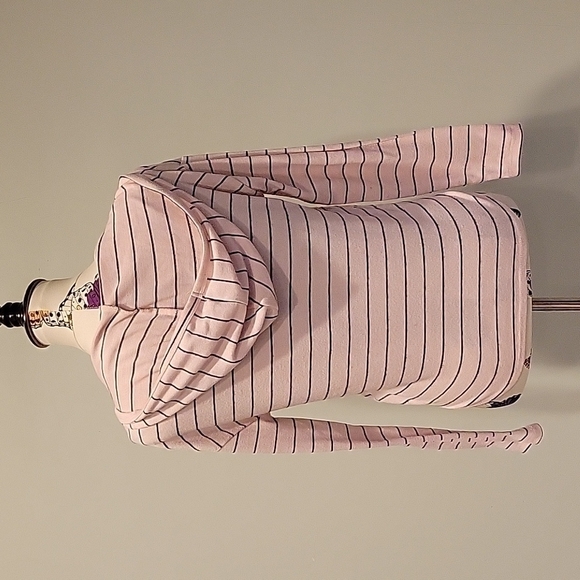Almost FAMOUS pink and black striped top. Size small - Picture 3 of 7